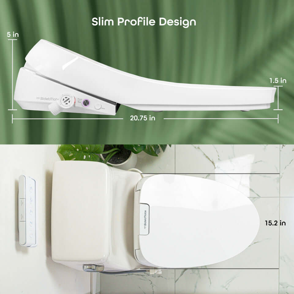 BidetMate 3500 Series Bidet Toilet Seat slim profile design with remote control dimensions