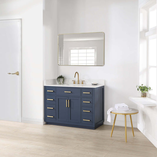Gavino 48" Single Bathroom Vanity with Grain White Composite Stone Countertop by Altair Design