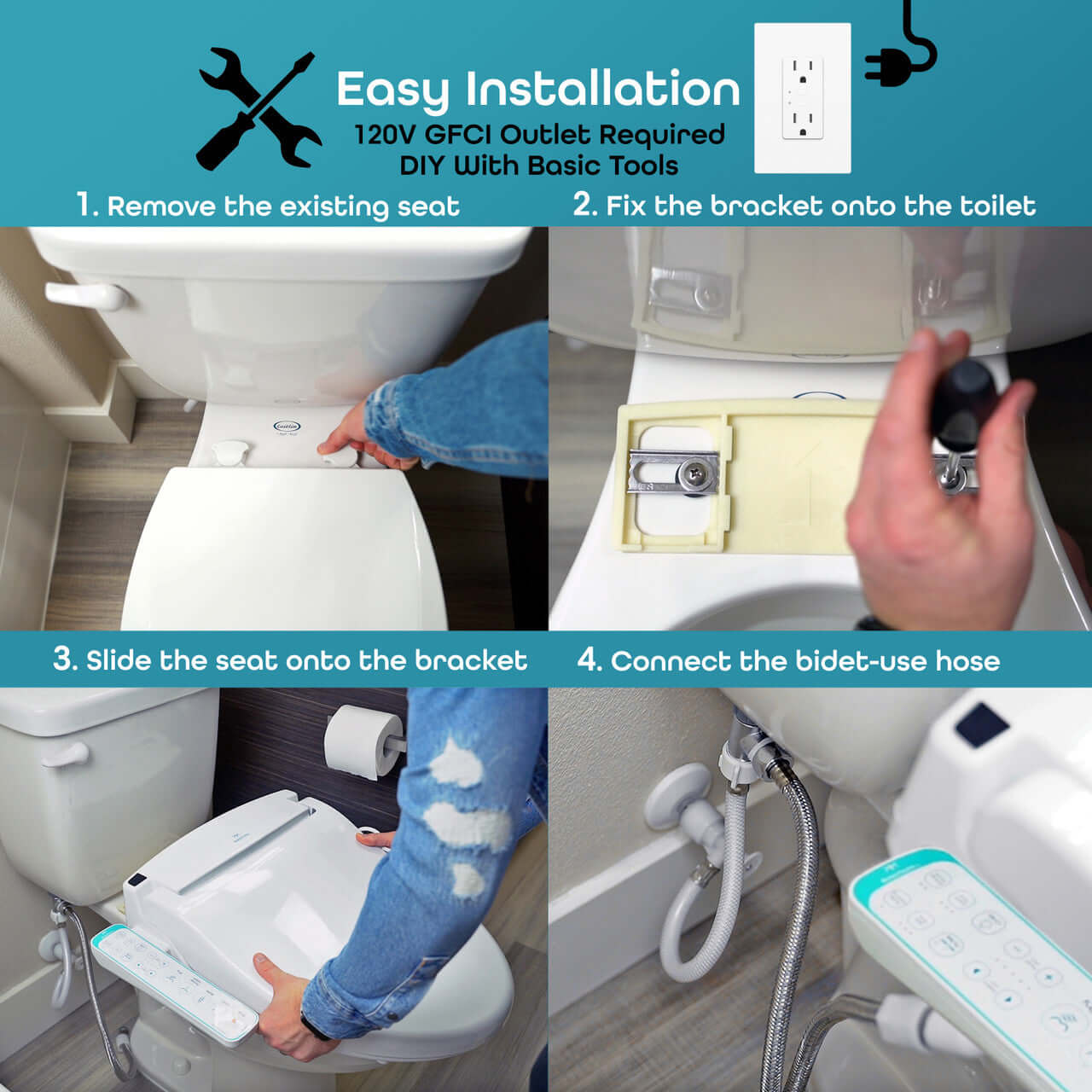 Step-by-step guide for easy installation of BidetMate 1000 Series Smart Bidet Toilet Seat.