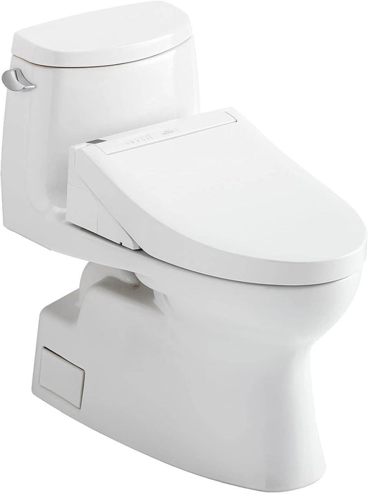 TOTO Carlyle II WASHLET+ C5 One-Piece Bidet Toilet in sleek white design, featuring integrated bidet seat.