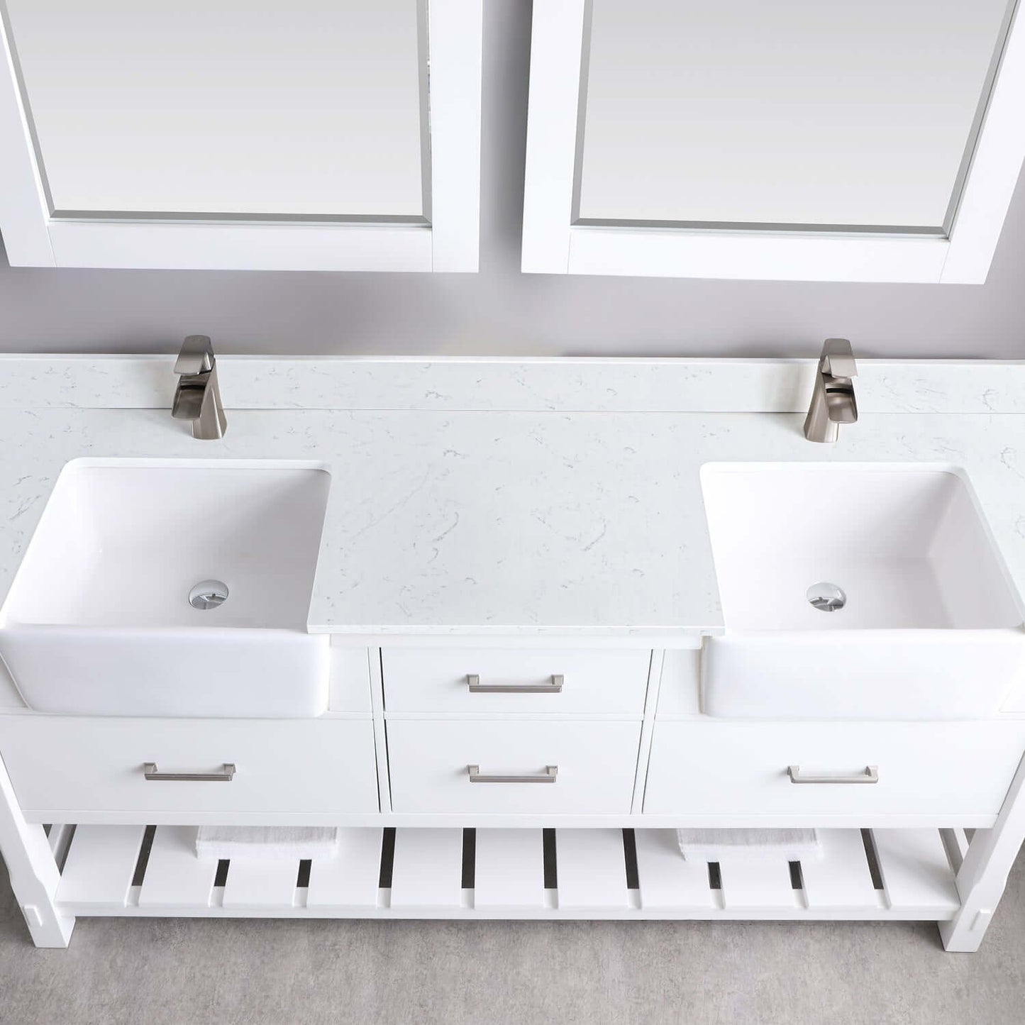 Georgia 72" Double Bathroom Vanity Set with Composite Stone Top and Farmhouse Basin