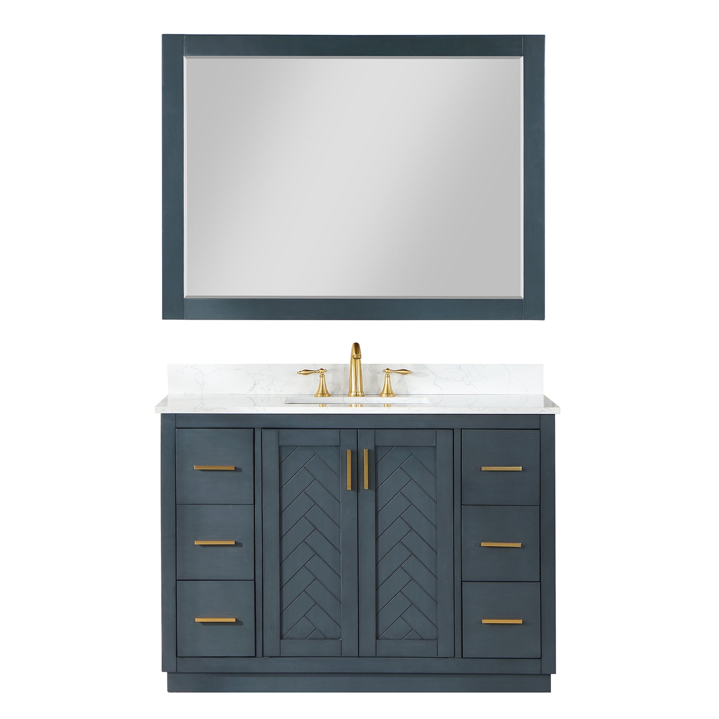 Altair Gazsi 48" Single Sink Bathroom Vanity, Charcoal Blue, Stone Top
