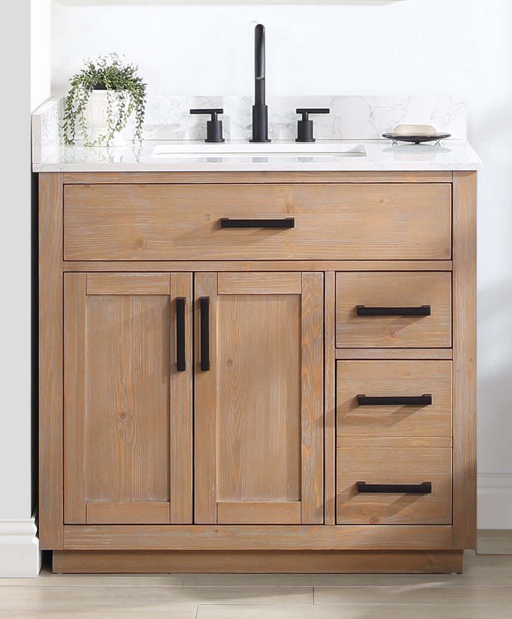 Gavino 36" Single Bathroom Vanity with Grain White Composite Stone Countertop by Altair Design