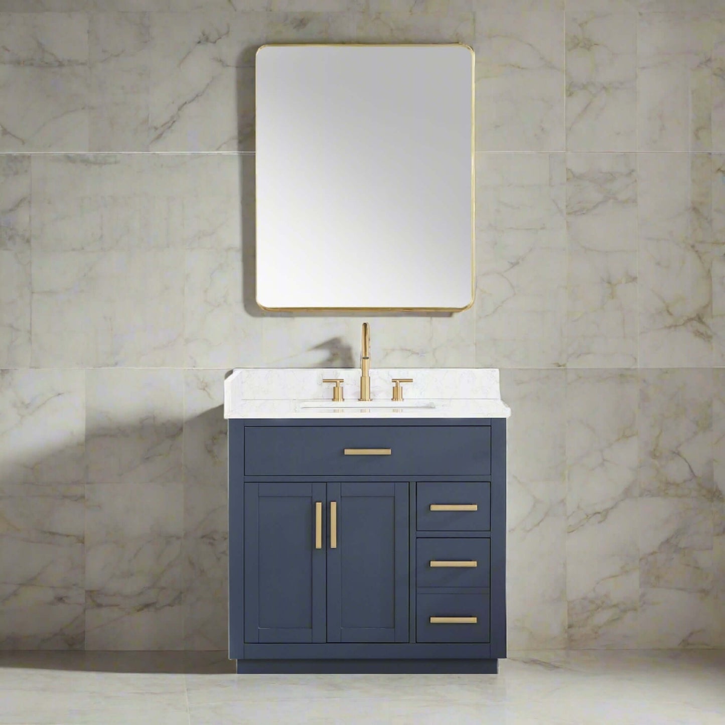 Gavino 36" Single Bathroom Vanity with Grain White Composite Stone Countertop by Altair Design