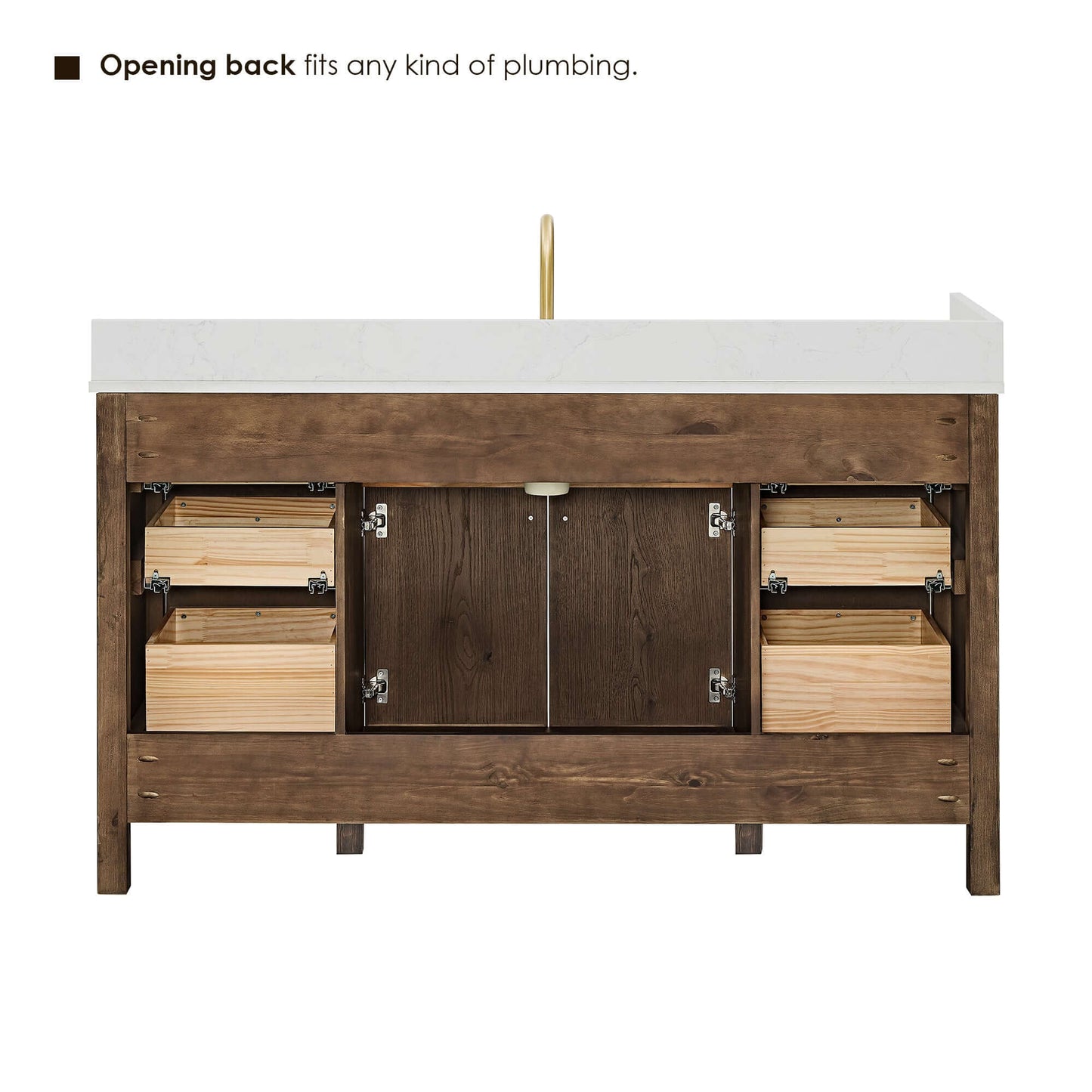 Altair Cerrito 60 Double Sink Bathroom Vanity showcasing natural oak finish, stone top, and ample storage features.