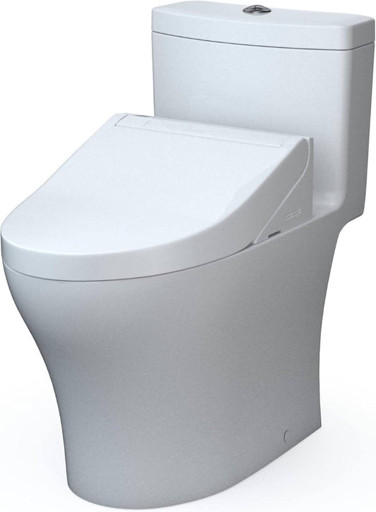 TOTO Aquia IV WASHLET+ C5 One-Piece Bidet Toilet in sleek modern design with dual flush system.