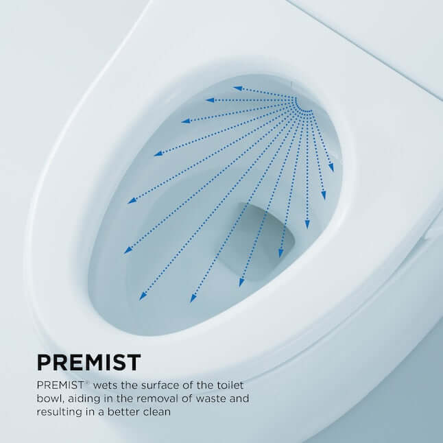 TOTO NEOREST NX1 bidet toilet with PREMIST feature demonstrating water spray for optimal clean.