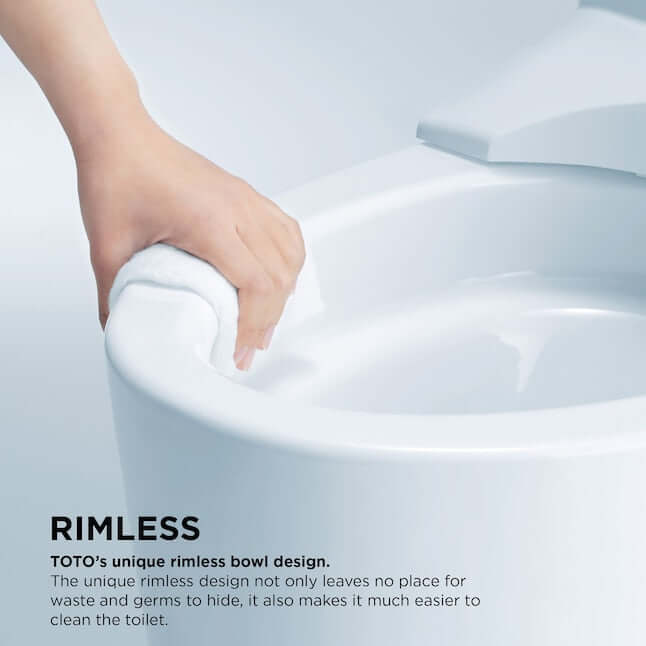 Close-up of TOTO Neorest NX1 bidet toilet's rimless bowl design for easy cleaning and hygiene.