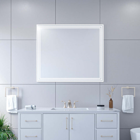 Livorno Rectangle Frameless Modern LED Bathroom Vanity Mirror
