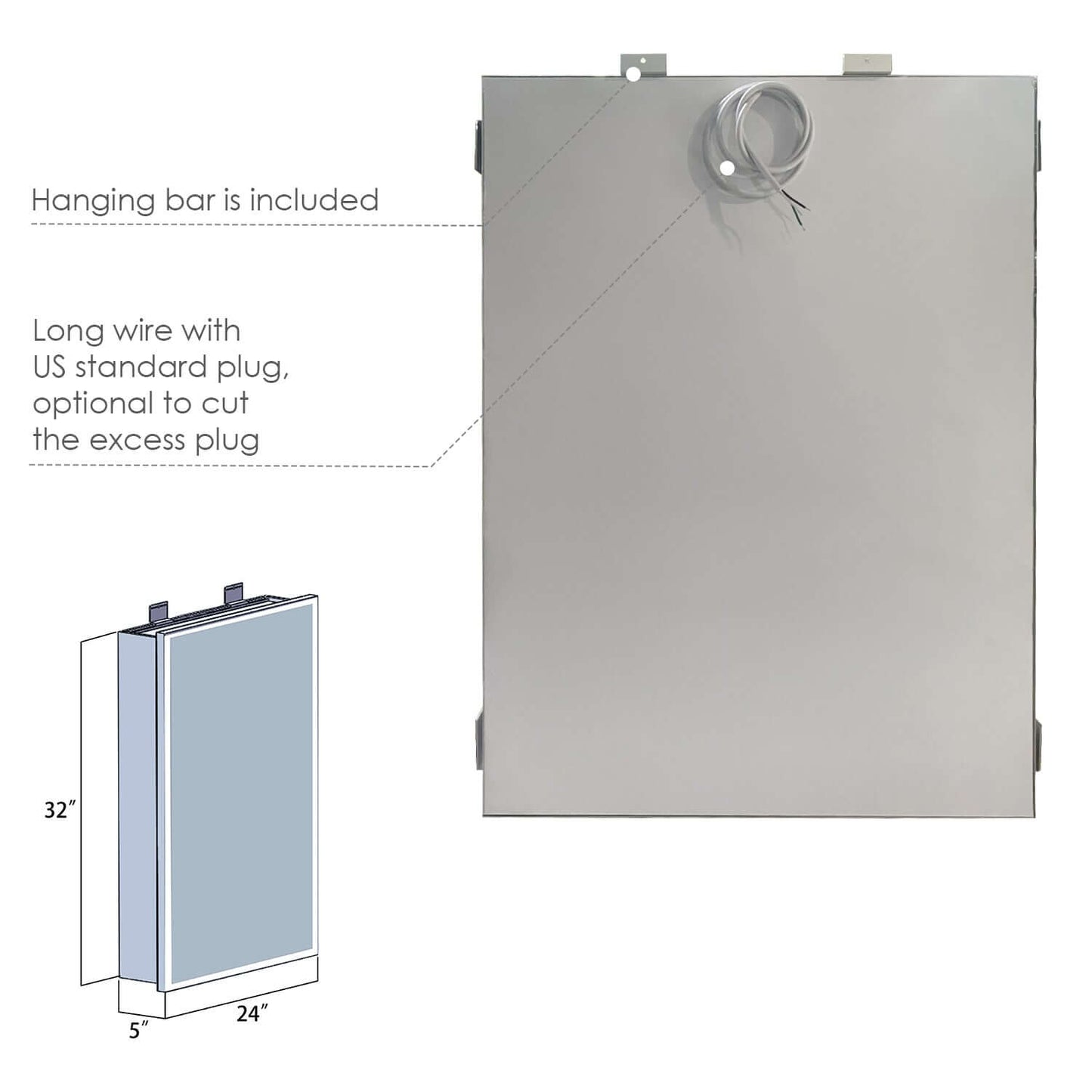 Carsoli Rectangle Frameless Surface/Recessed Mounted LED Lighted Bathroom Medicine Cabinet