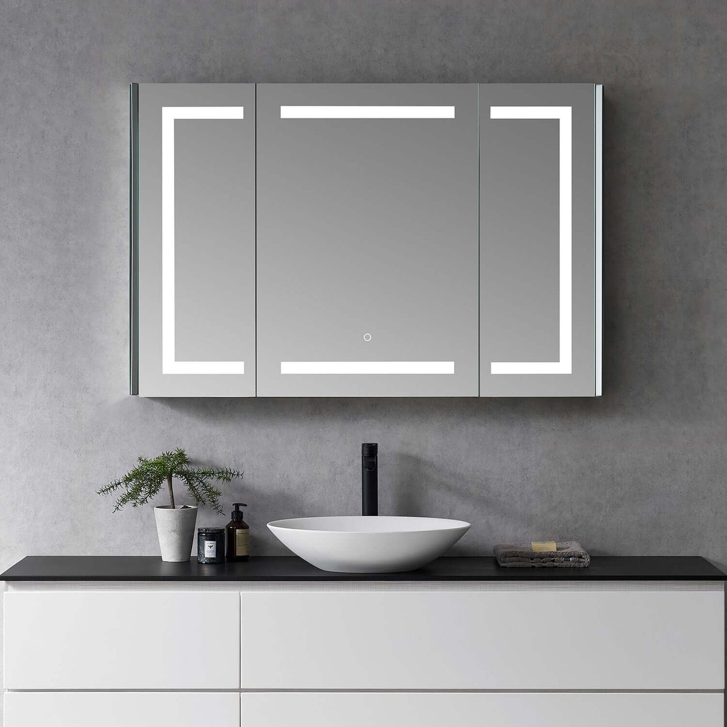 Bojano 48" Frameless Rectangle Surface or Recessed Mounted LED Lighted Bathroom Medicine Cabinet