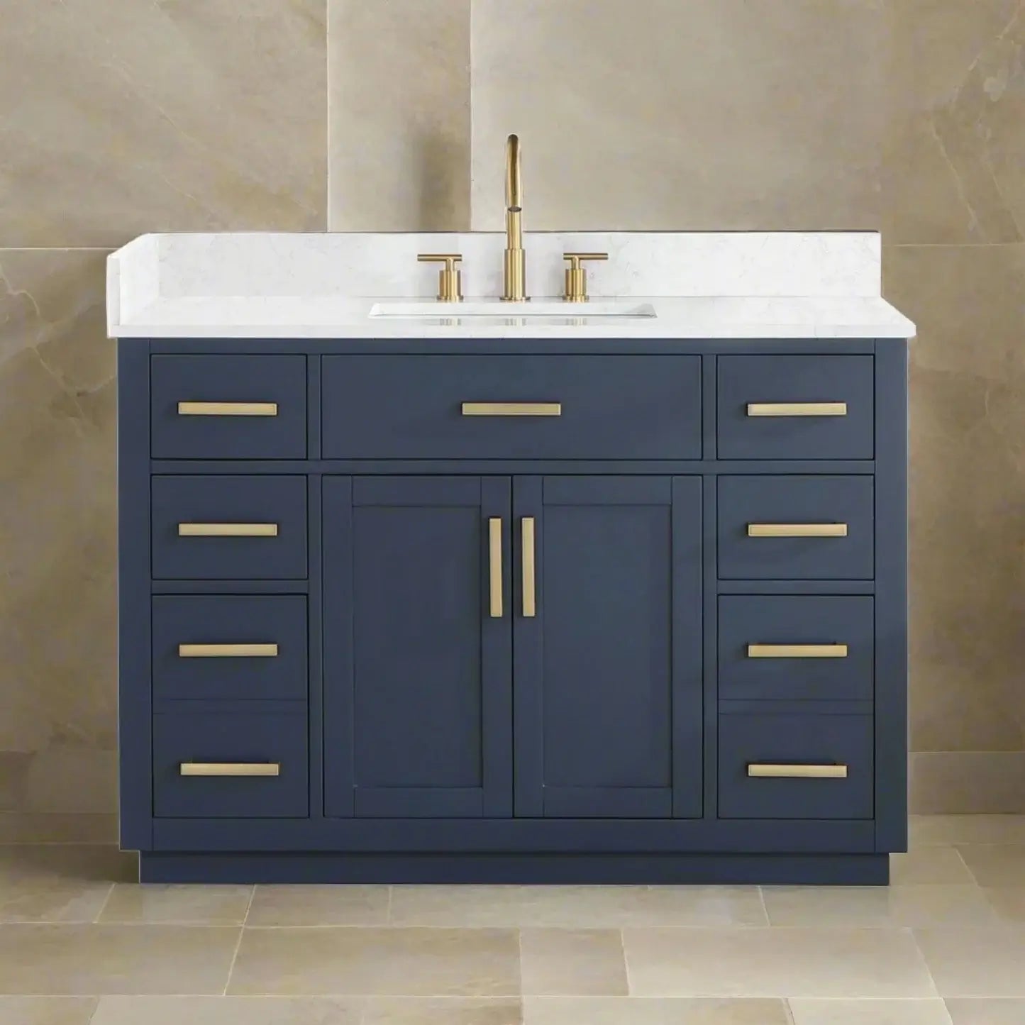Gavino 48" Single Bathroom Vanity with Grain White Composite Stone Countertop by Altair Design