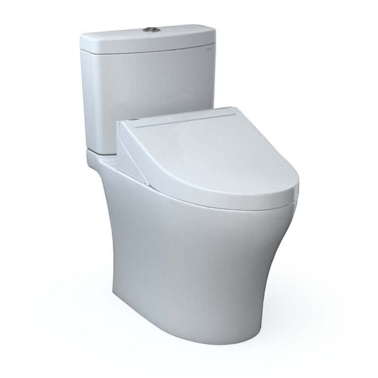 TOTO Aquia IV WASHLET+ C5 bidet toilet in sleek white design with integrated bidet features.