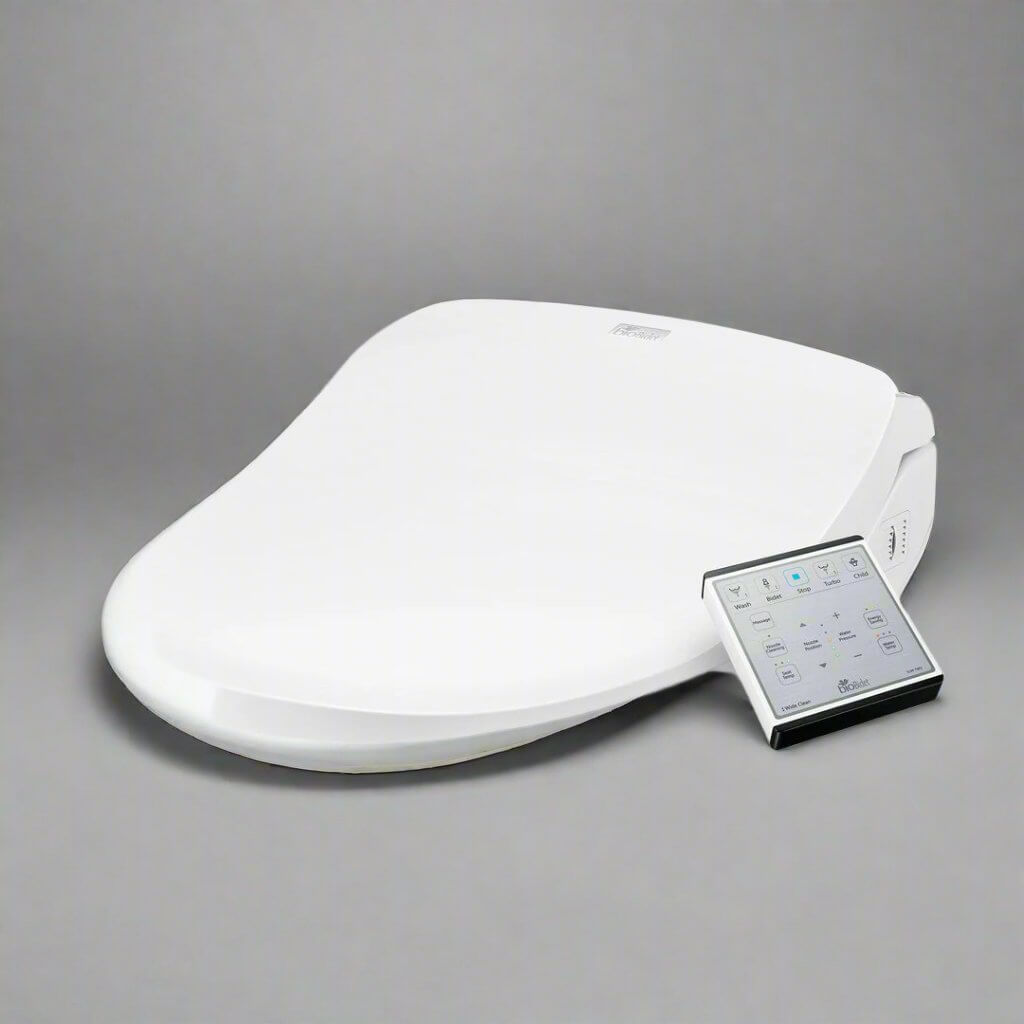 Bio Bidet Slim Two Smart Bidet Toilet Seat with wireless remote control for enhanced comfort and hygiene.
