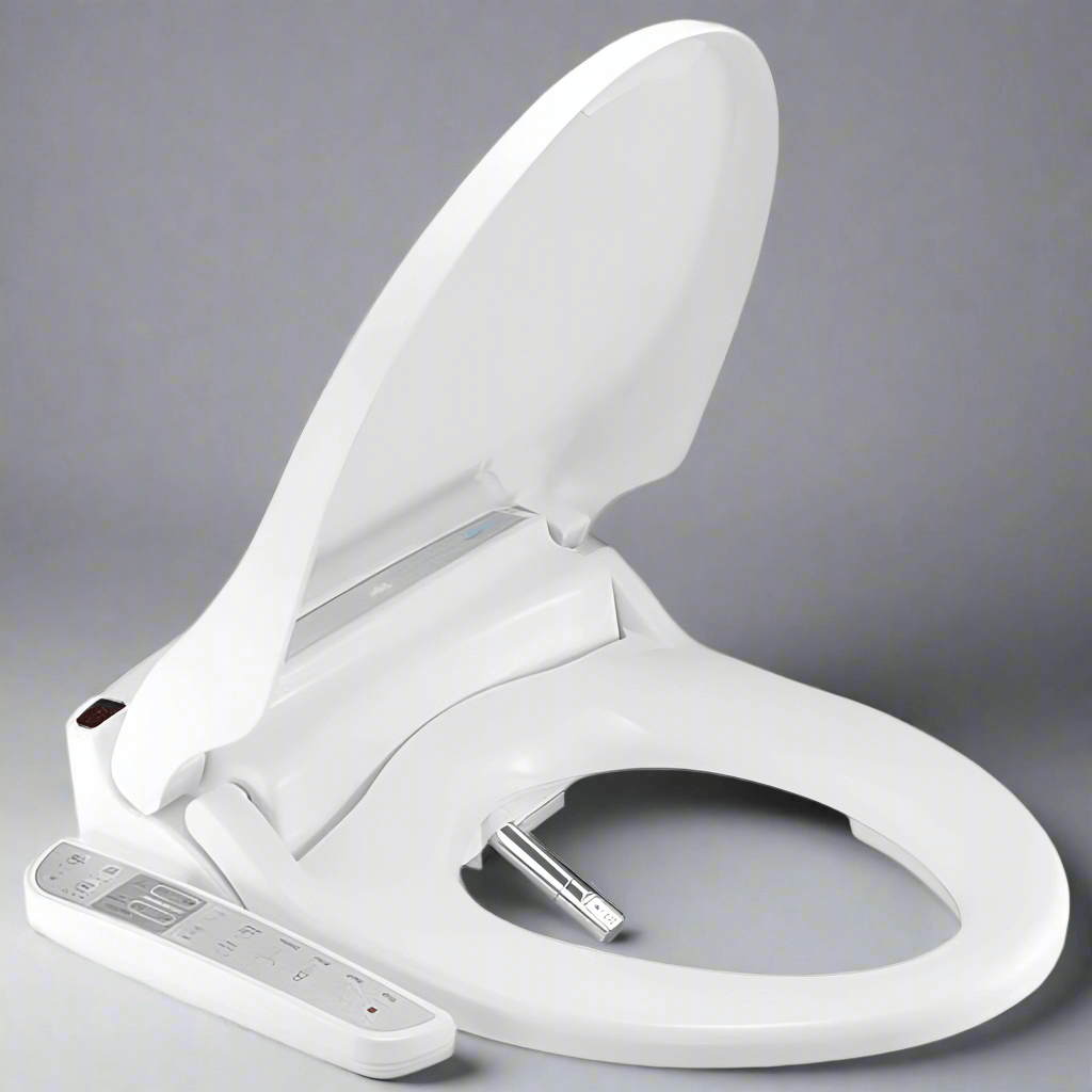 Clean Sense 1500 Smart Bidet Toilet Seat - Top view from right side with lid up
