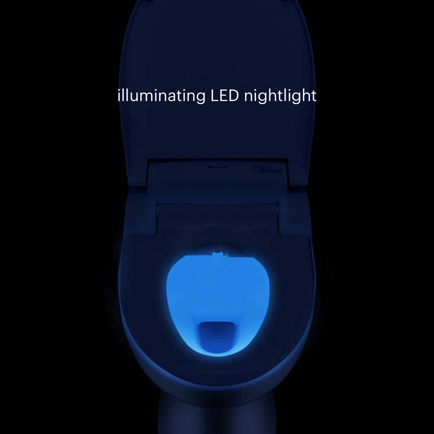 Brondell Swash EM617 bidet toilet seat with illuminating LED nightlight for comfort and convenience.