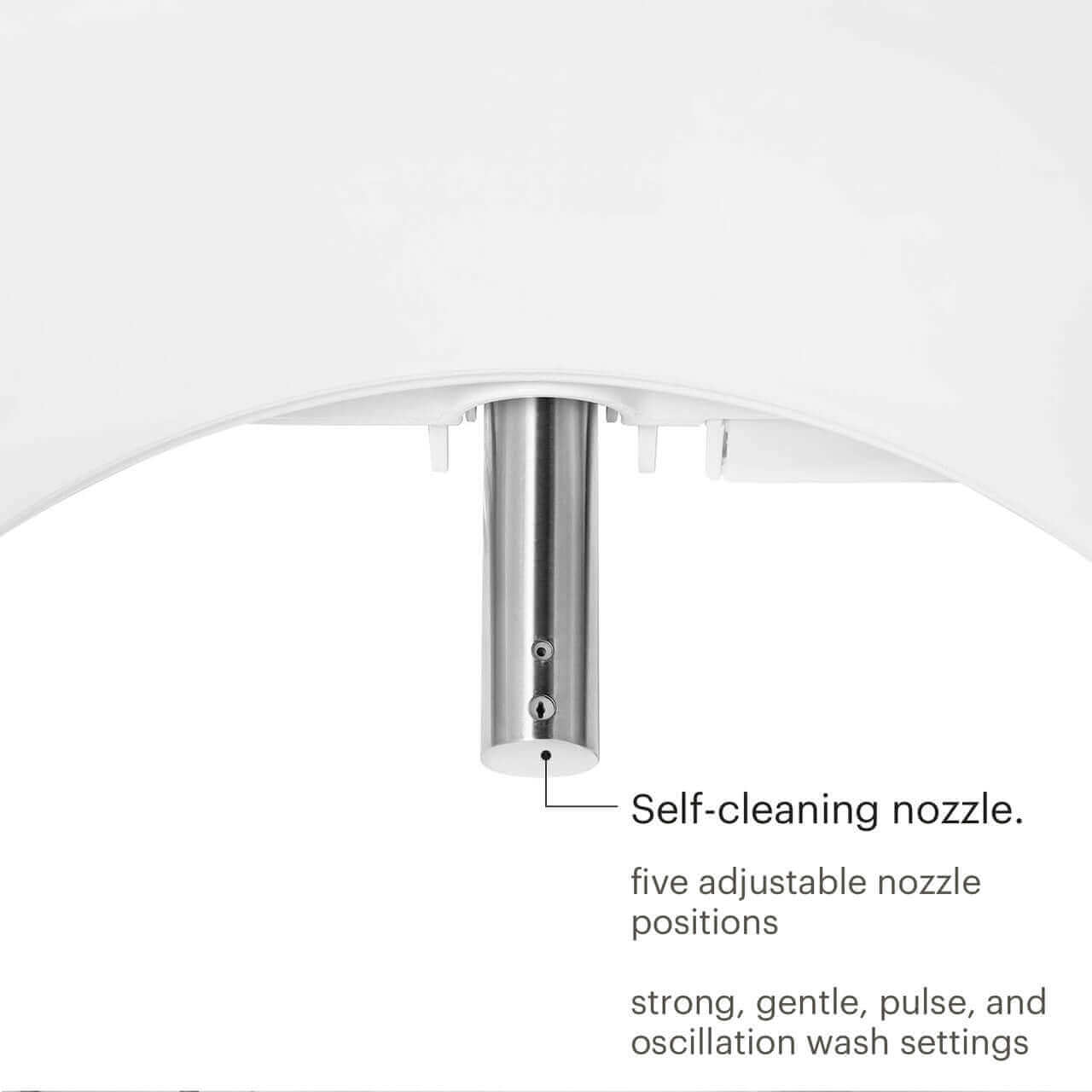 Swash EM417 Advanced Bidet Toilet Seat with Side Arm Control - view of nozzle with description