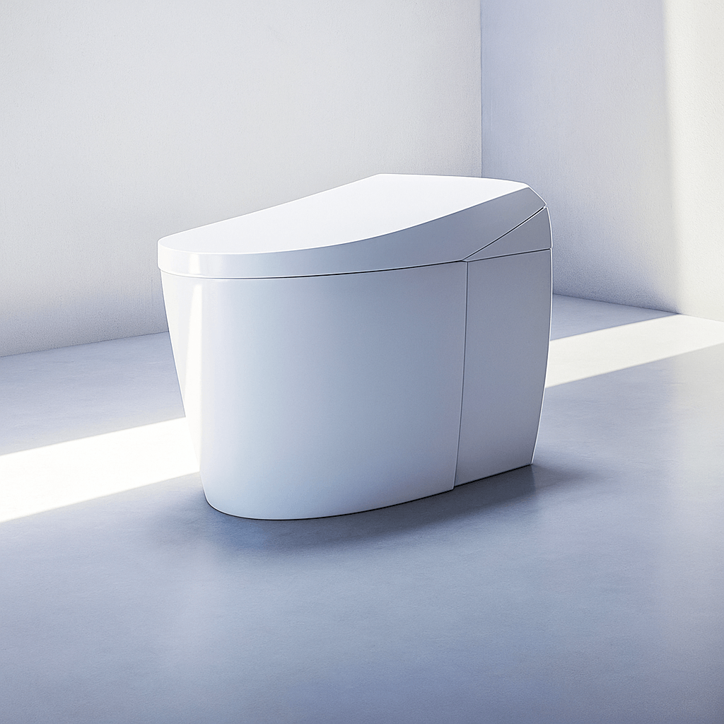 Modern white toilet in a minimalistic setting