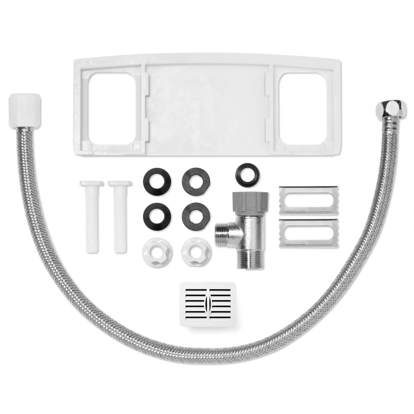 Brondell Swash Select DR801 bidet toilet seat installation accessories, including hoses and connectors.