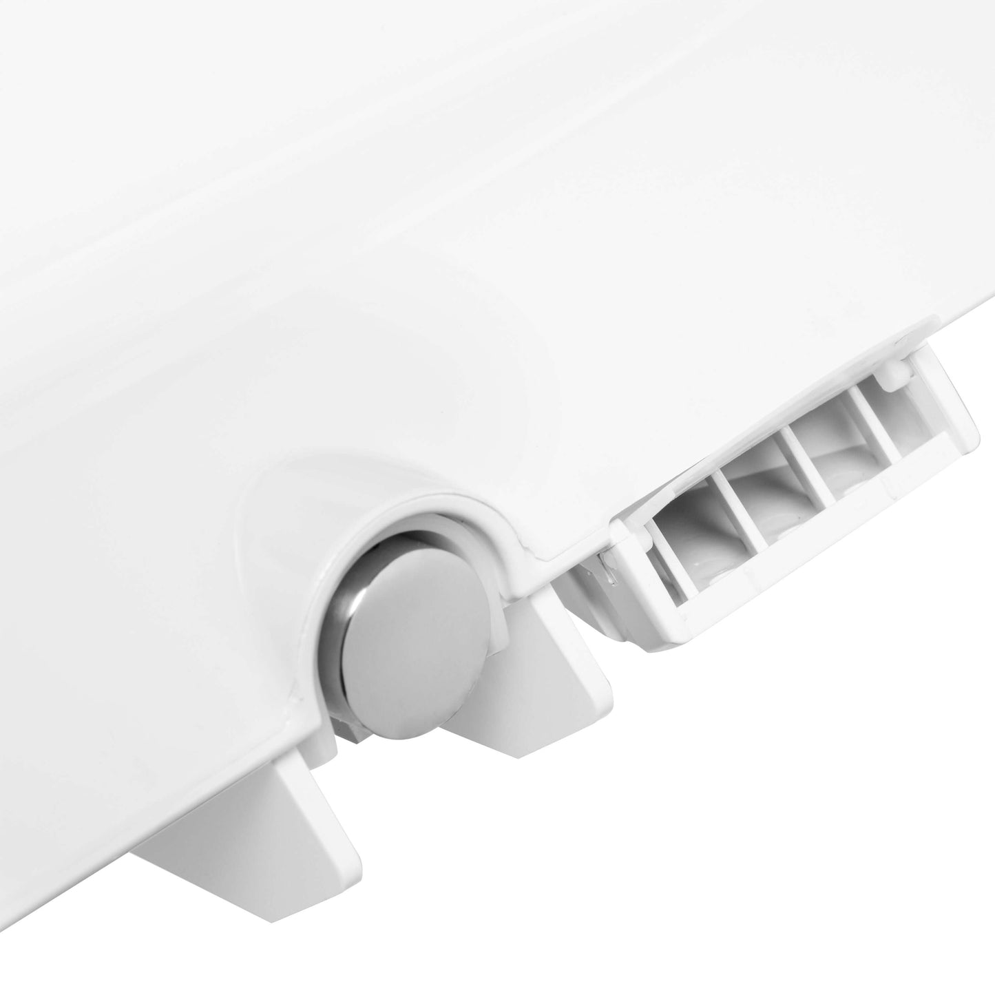 Close-up of the Brondell Swash Select DR801 smart bidet toilet seat side arm control and nozzle.