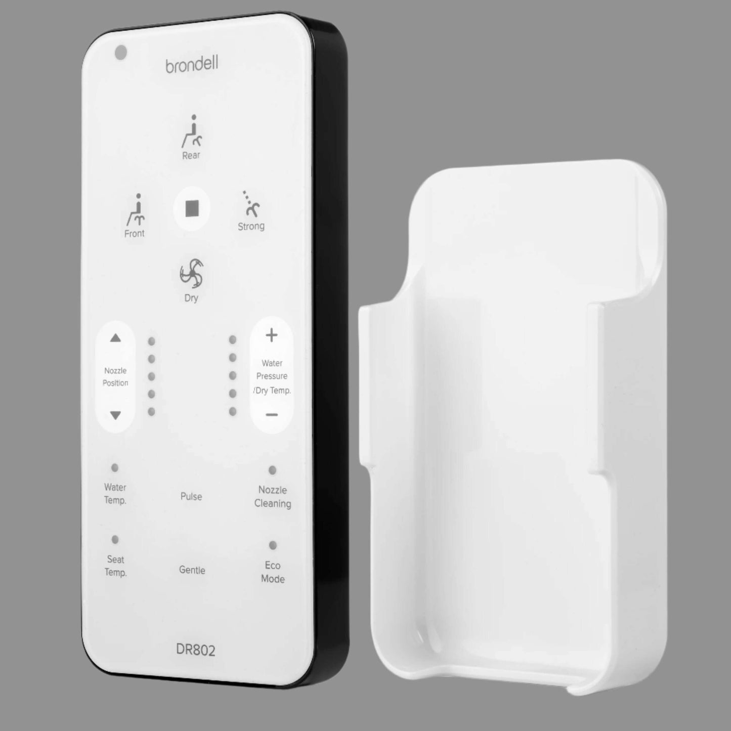 Brondell DR802 smart bidet toilet seat remote control with features for custom wash settings.