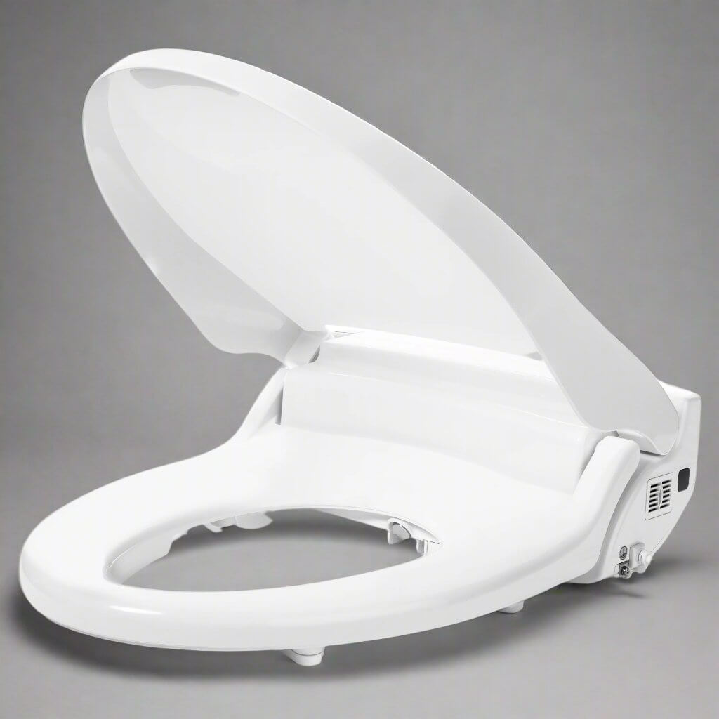 Brondell Swash Select DR802 smart bidet toilet seat open, showcasing modern design and heated features.