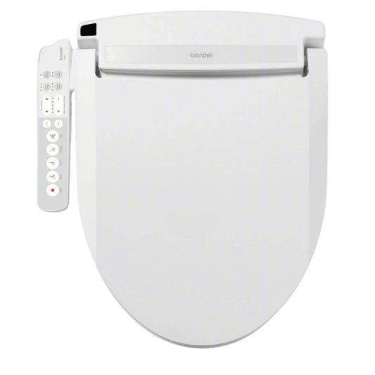 Brondell Swash EM417 bidet toilet seat with side arm controls, eco-friendly design and stainless steel nozzle.
