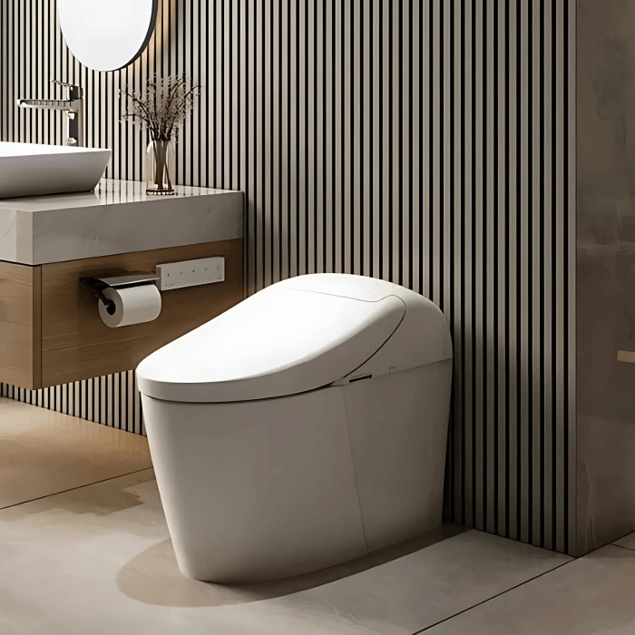 TOTO Neorest G5A Smart Bidet Toilet in modern bathroom setting, features sleek design and advanced hygiene technology.