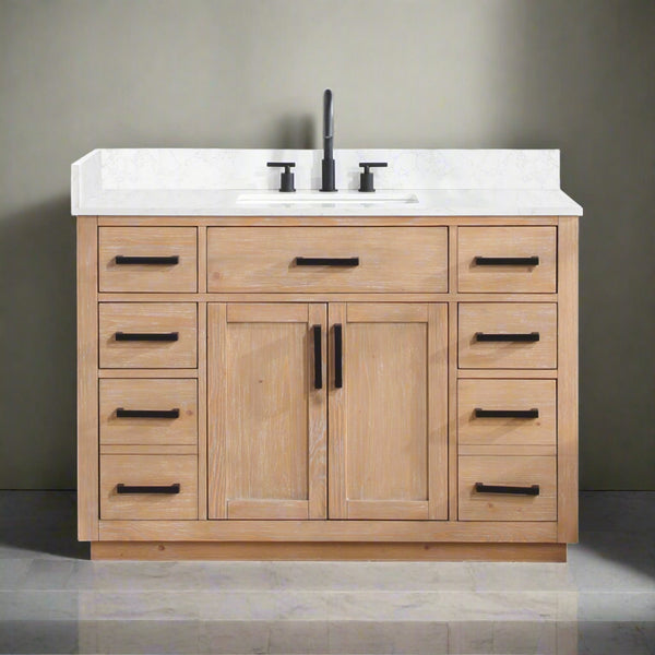 Gavino 48 Single Bathroom Vanity with Grain White Composite Stone Countertop by Altair Design