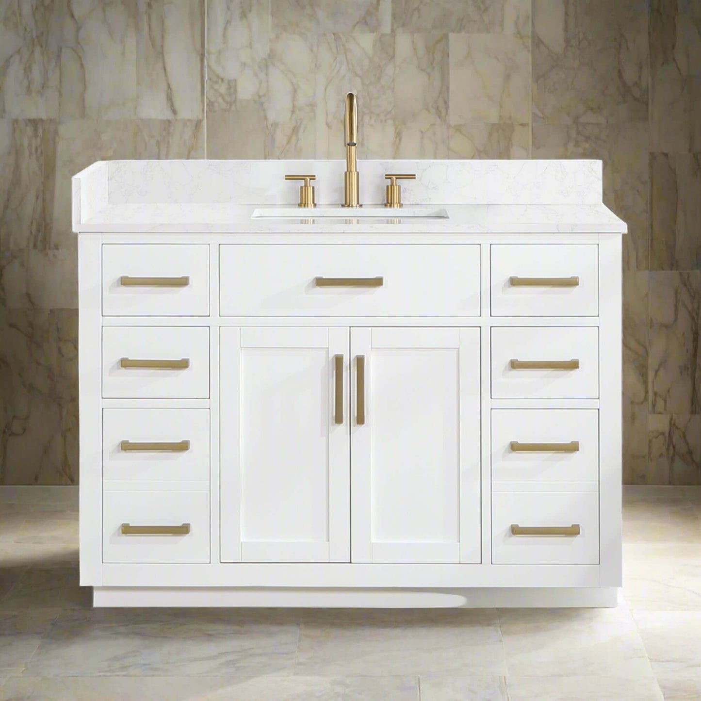 Gavino 48" Single Bathroom Vanity with Grain White Composite Stone Countertop by Altair Design