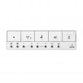 White Toto toilet control panel with various buttons on a white background