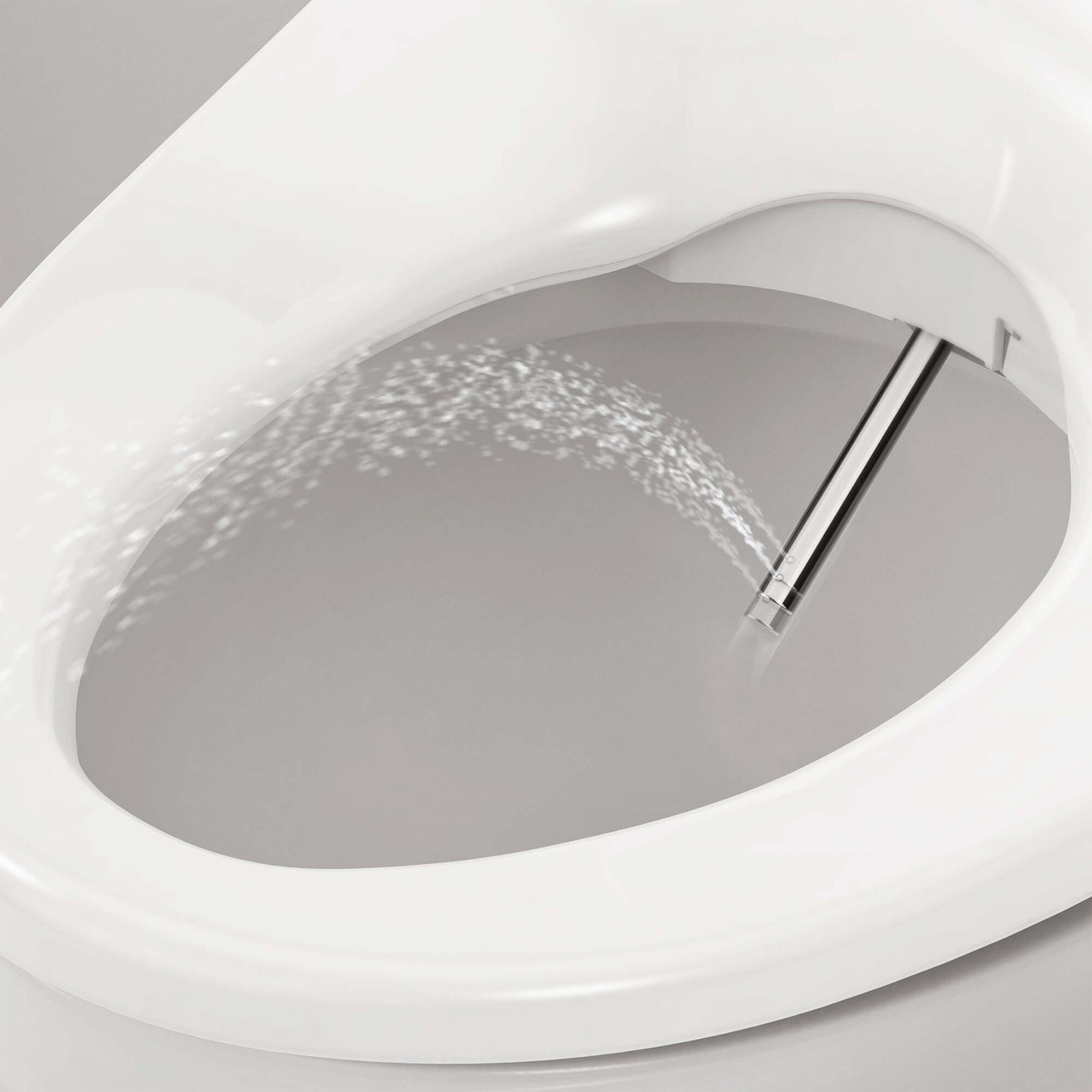 Brondell Swash 1400 bidet toilet seat with stainless steel nozzle providing soothing water spray.