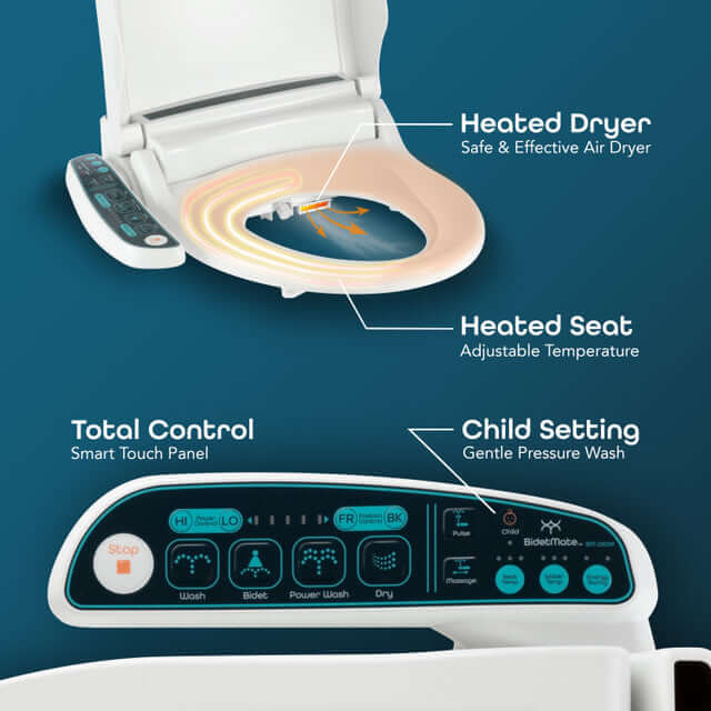 BidetMate 2000 Series Smart Bidet features heated dryer, heated seat, and smart touch panel for total control.