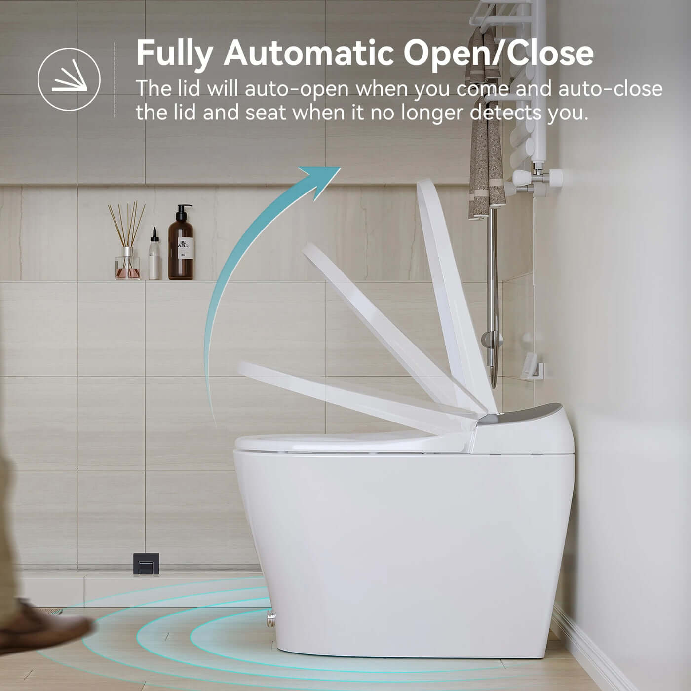 HOROW T03 Smart Bidet Toilet with fully automatic open/close feature for enhanced convenience and hygiene.