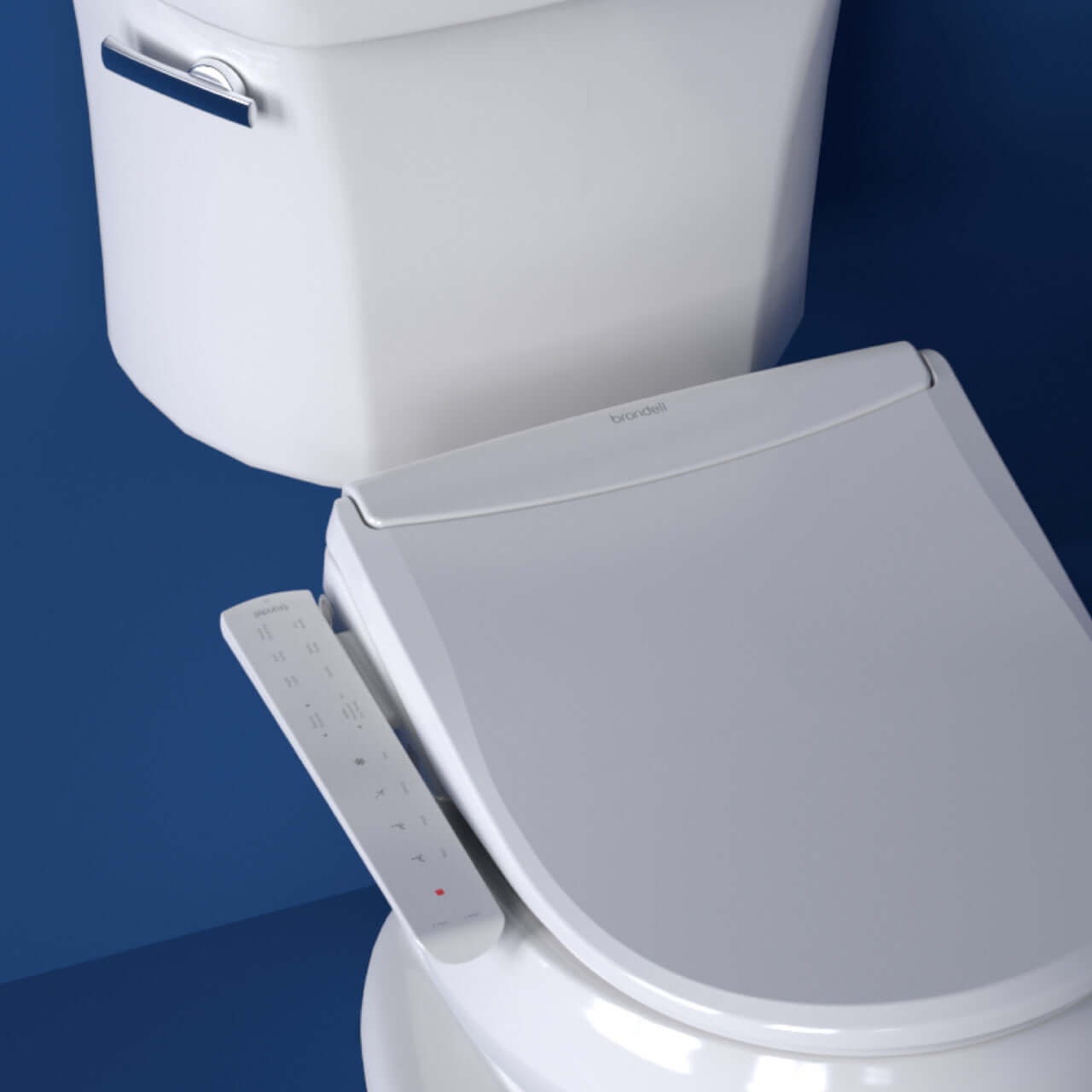 Brondell Swash T22 smart bidet toilet seat with side arm control in modern bathroom setting.