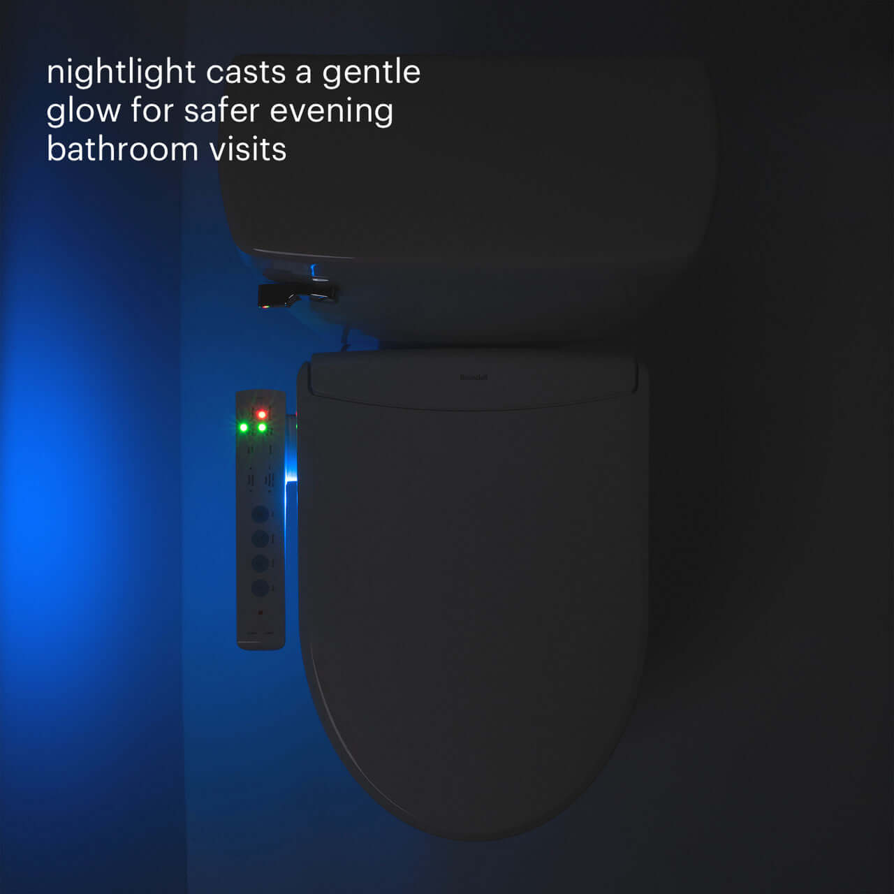 Brondell Swash Thinline T22 Smart Bidet Seat with nightlight for safer evening bathroom visits