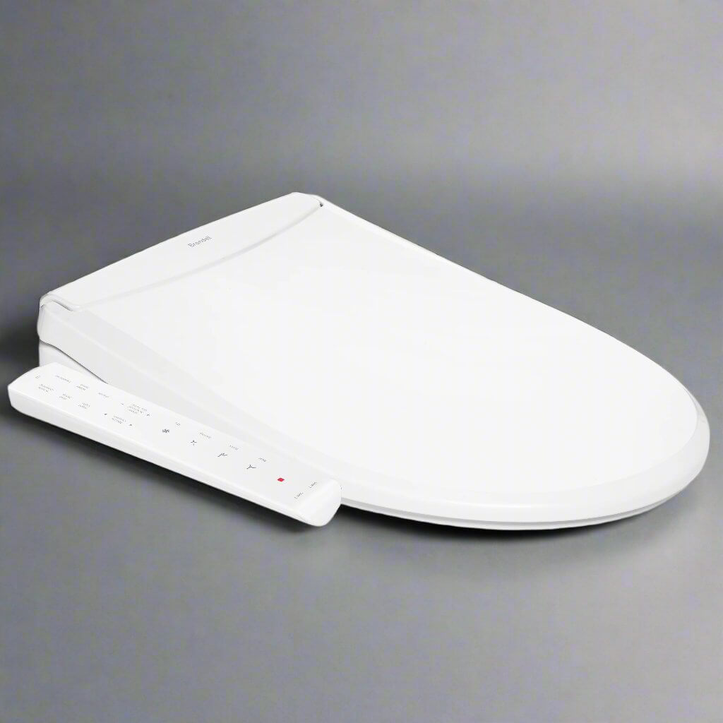Brondell Swash Thinline T22 Smart Bidet Seat with side arm control, showcasing a sleek, modern design.