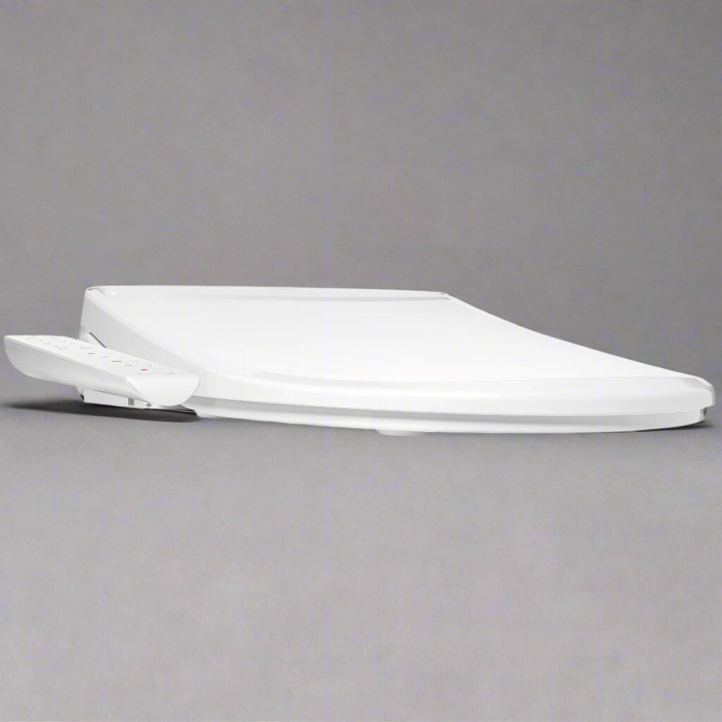 Brondell Swash Thinline T22 smart bidet seat featuring a sleek, low-profile design and side arm control.
