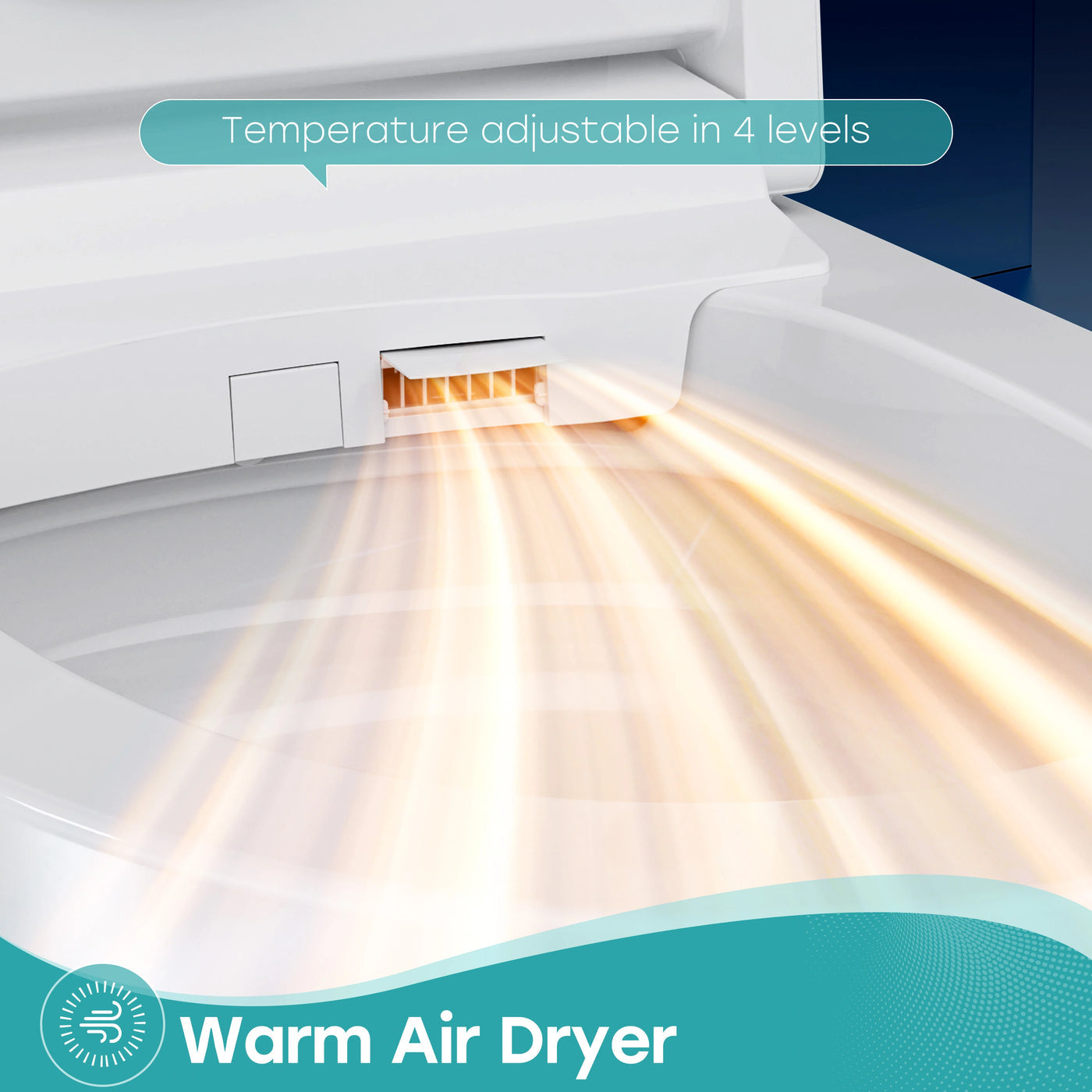 Horow T38 Smart Toilet warm air dryer with adjustable temperature in 4 levels.