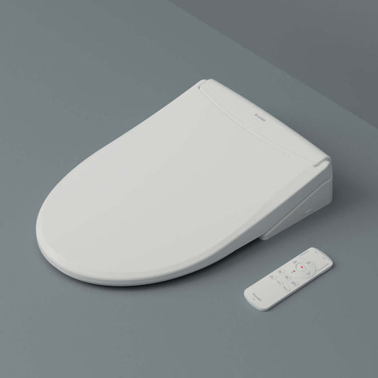 Brondell Swash Thinline T44 Smart Bidet Toilet Seat with Remote, sleek, modern design for luxury bathroom.