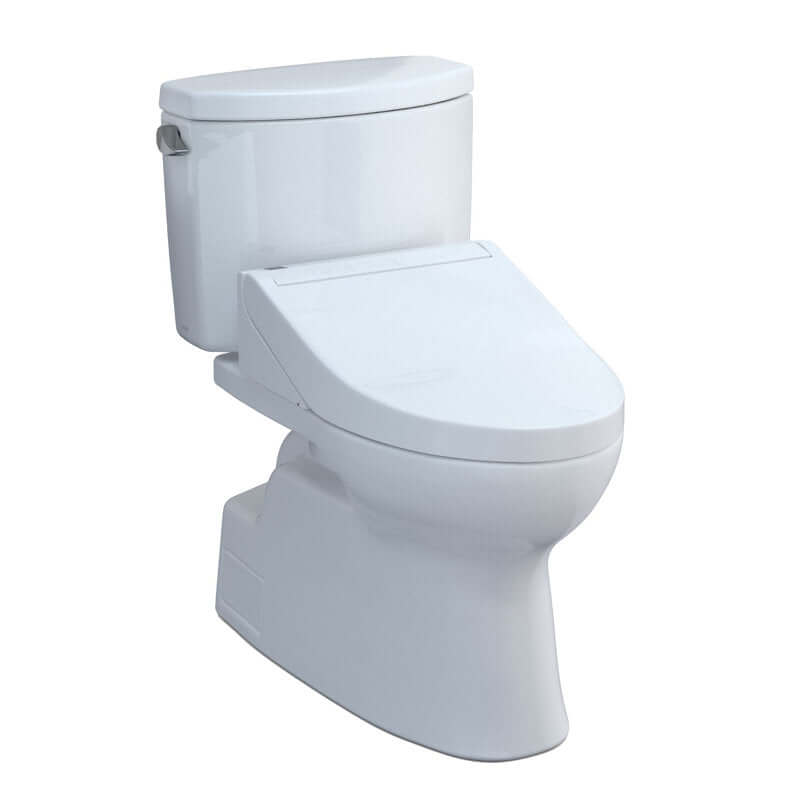 White toilet on white background