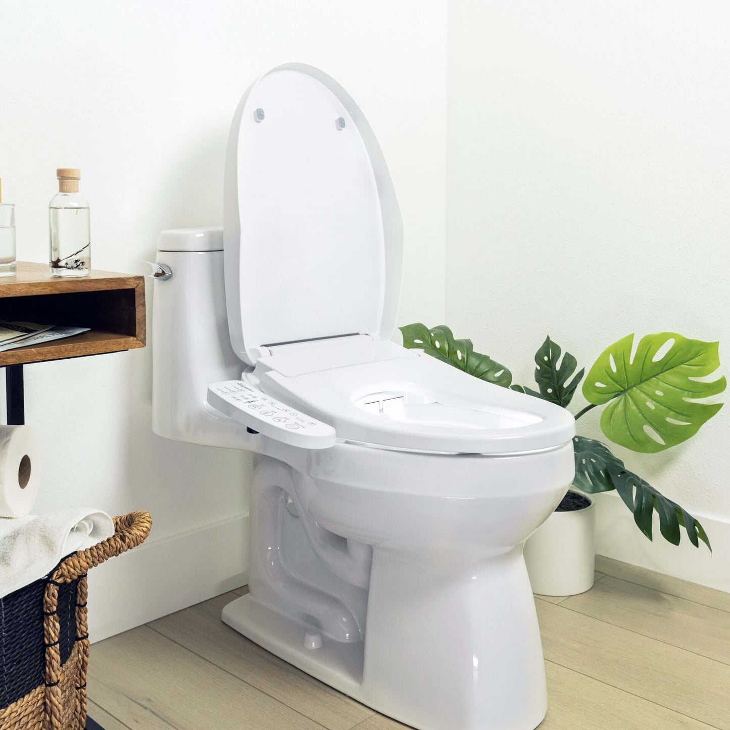 BidetMate 3000 Series Smart Bidet Toilet Seat in modern bathroom setting with design elements.