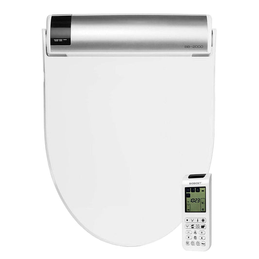 Bio Bidet BB-2000 Smart Bidet Toilet Seat with remote control, featuring sleek design and stainless steel nozzle.