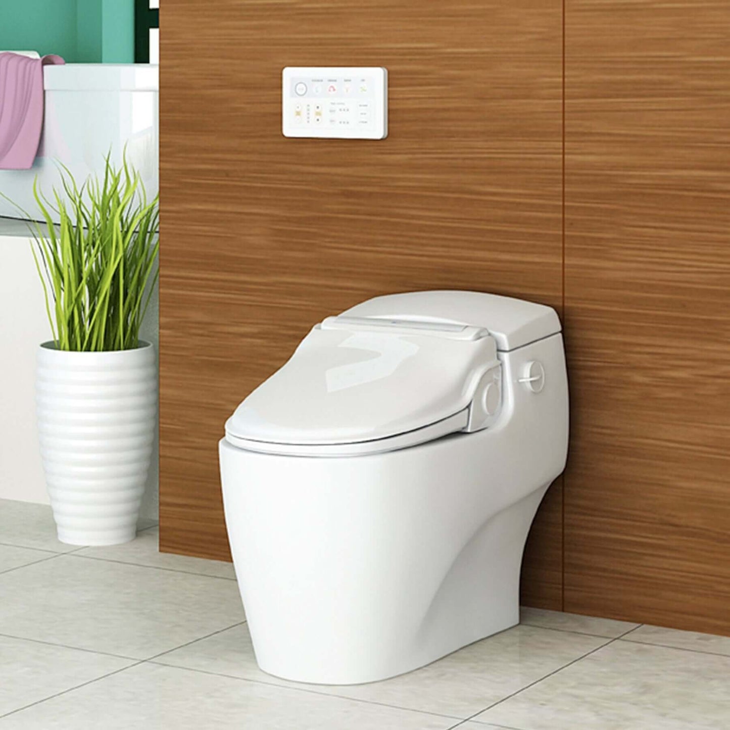 BB-1000 Supreme Bio Bidet Smart Toilet Seat - Diagonal view from across the room with lid down