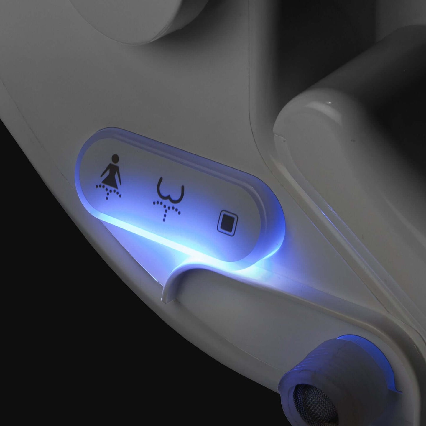 BB-2000 Bio Bidet Bliss Smart Toilet Seat - Controls on side, nightlight shining