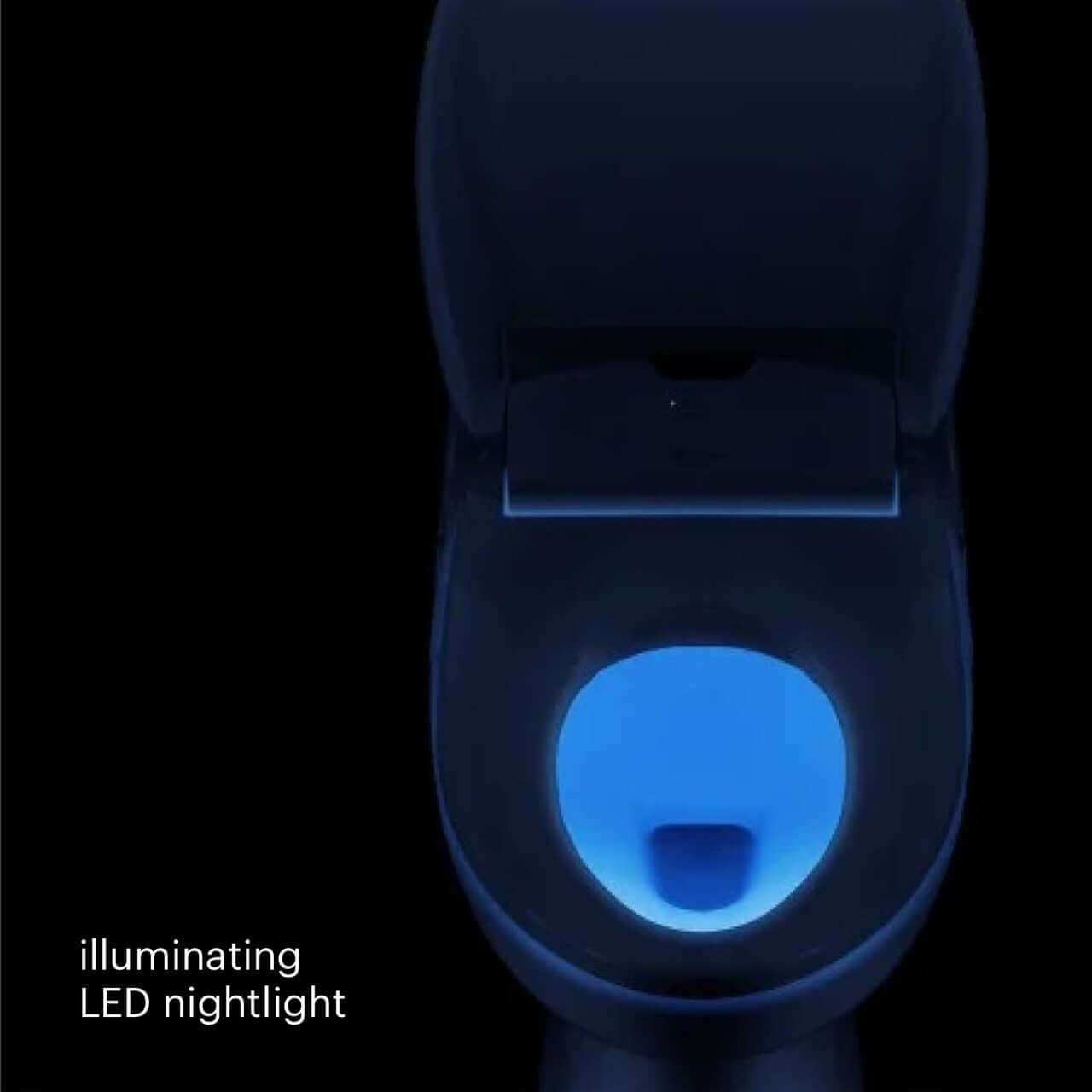 Brondell Swash 1400 bidet toilet seat featuring an illuminating blue LED nightlight for easy visibility at night.