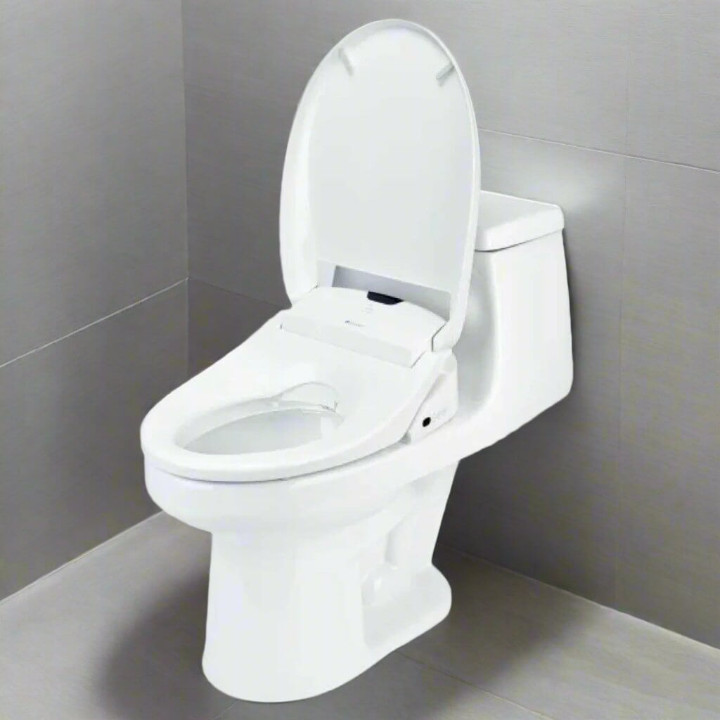 Brondell Swash 1400 Luxury Smart Bidet Toilet Seat with lid open, showcasing innovative features and modern design.