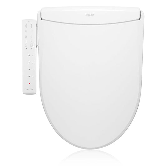 Brondell Swash Thinline T22 Smart Bidet Seat with side arm control, modern white design, low-profile and luxurious amenities.