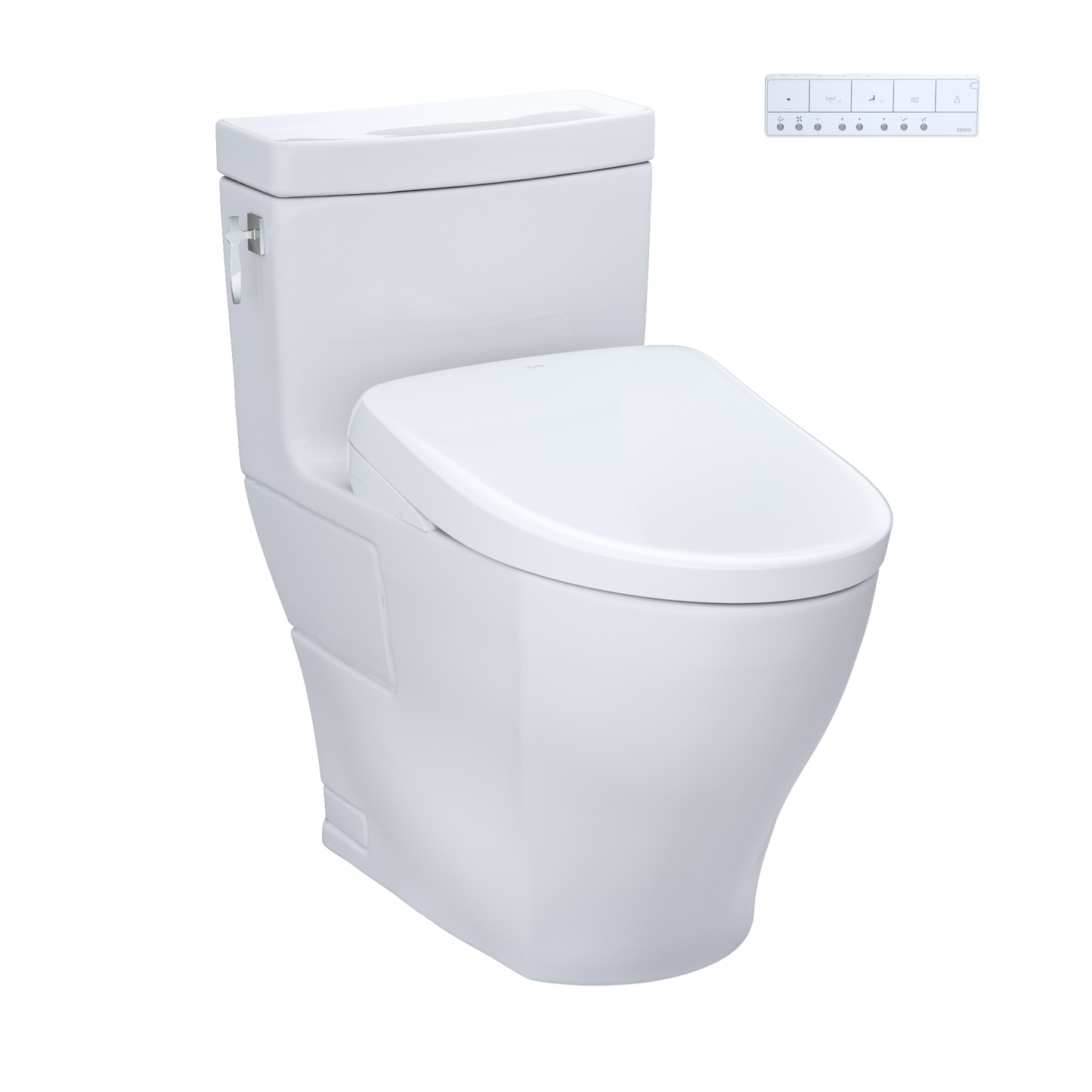 White toilet on white background