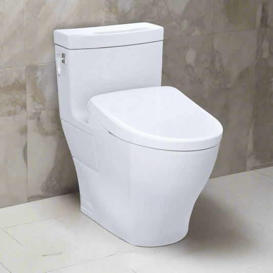 TOTO Aimes Washlet+ S7 bidet toilet with auto flush in modern bathroom setting